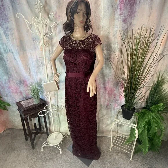 📌Adrianna Papell Rich Illusion Lace Formal - Evening -Mother Bride/ Groom Gown - Picture 2 of 16